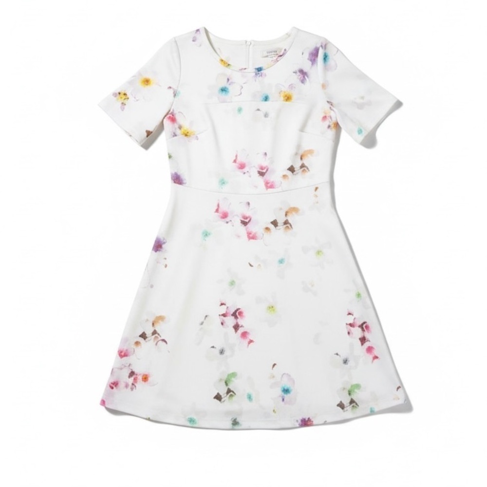 MaxMara INTREND Floral Print a-line White mini Dress size 12 NWOT